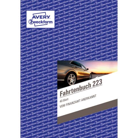223 Fahrtenbuch - A5, steuerlicher km-Nachweis, 40 Blatt, weiß