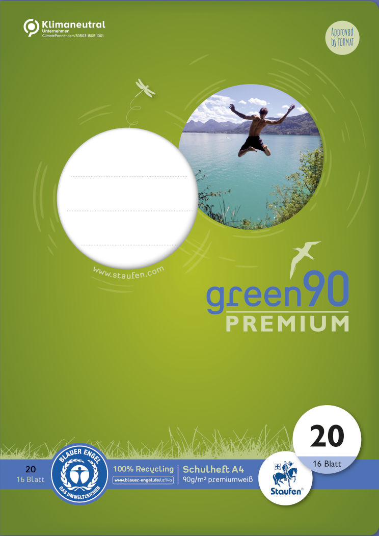 Staufen Green, Heft A4, 16 Blatt, 90 g/qm, blanko, Lin20