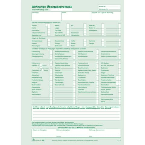 Wohnungs-Übergabeprotokoll - SD, 1 x 3 Blatt, DIN A4