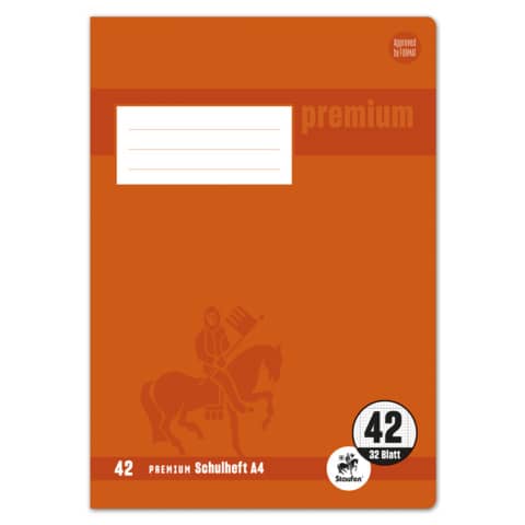 Heft PREMIUM LIN 42 - A4, 32 Blatt, 90 g/qm, karie rt mit Umrandung