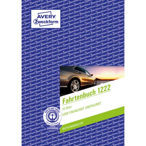 1222 Fahrtenbuch - A5, steuerlicher km-Nachweis, 3 2 Blatt, weiß