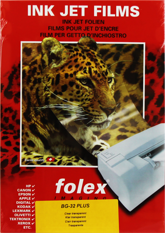 Universal-Polyesterfolie Folex BG-32 Plus, A4, f. Ink-Jet-Drucker