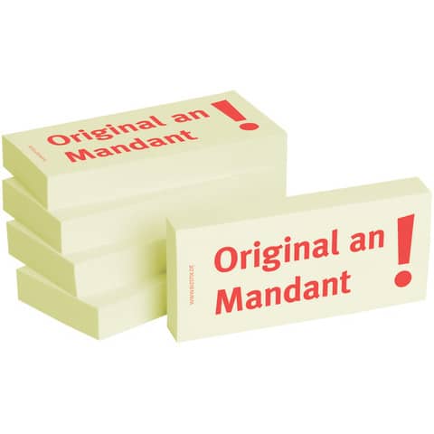 Haftnotizen "Original an Mandant" - 75 x 35 mm, 5x 100 Blatt