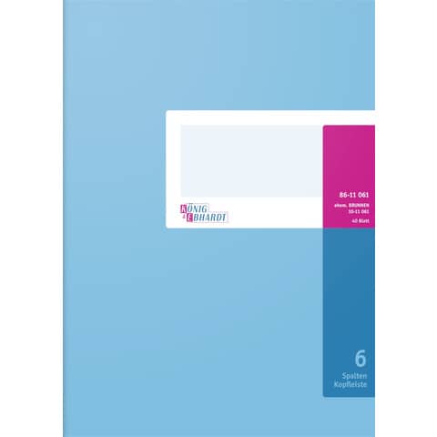 Spaltenbuch Kopfleisten-Ausführung - A4, 6 Spalten , 40 Blatt, Schema über 1 Seite