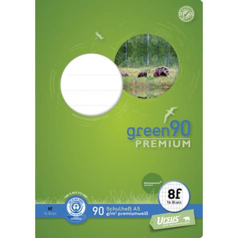 Staufen Green, Heft  A5, 16 Blatt, 90 g/qm, rautiert mit Rand, Lin8f