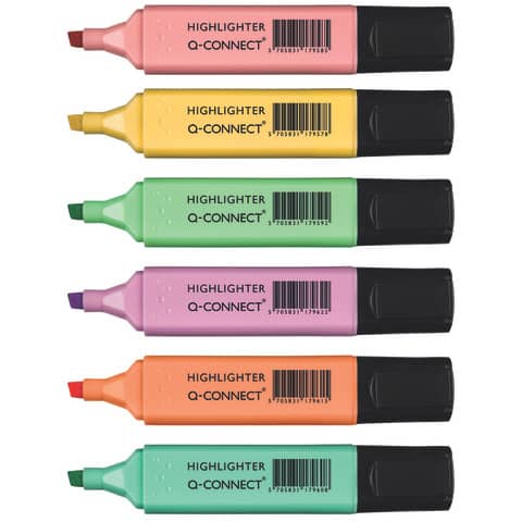 Textmarker - ca. 1,5 - 2 mm, pastell sortiert, Etu i mit 6 Farben