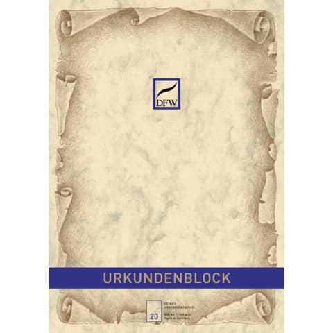 Briefblock Marmorpapier Urkunde - A4, 100 g/qm, 20 Blatt, chamois