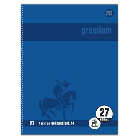 Collegeblock Premium LIN 27 - A4, 80 Blatt, 90 g/q m, blau, liniert mit Doppelrand