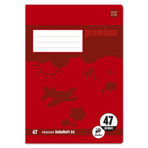 Heft PREMIUM LIN 47 - A4, 16 Blatt, 90 g/qm, karie rt