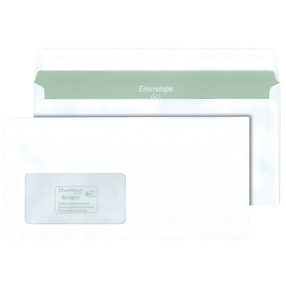 Briefumschlag - DIN lang, haftklebend, 75 g/qm, mi t Fenster, 20 Stück