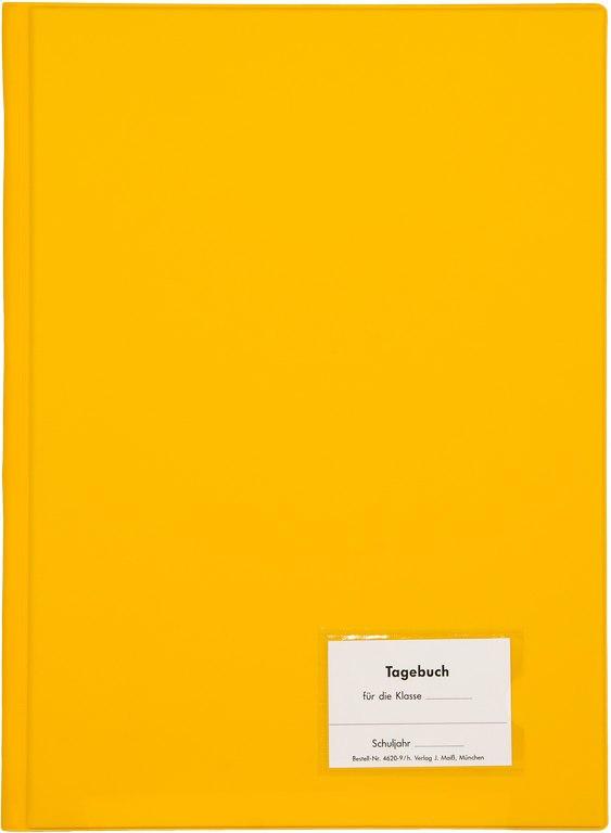 Klassentagebuch mit Versäumnisaufstellung, Einband gelb, steif-geheftet