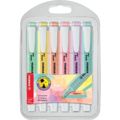 Textmarker - swing® cool Pastel - 6er Pack - 6 Farben