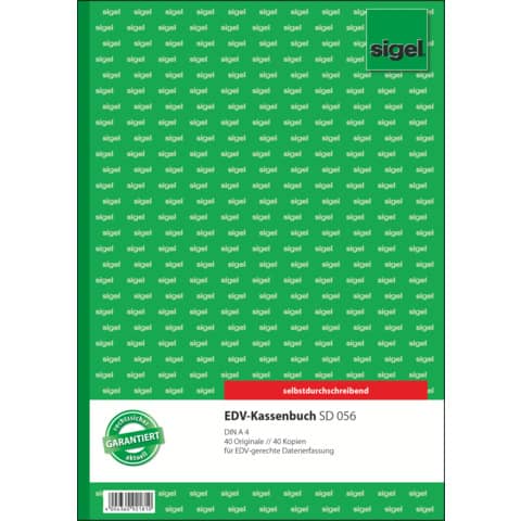 EDV-Kassenbuch - A4, 1. und 2. Blatt bedruckt, SD, MP, 2 x 40 Blatt