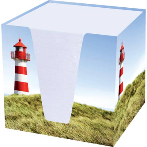 Notizklotz "Leuchtturm" - 900 Blatt, 70 g/qm, weiß , 95 x 95 x 95 mm