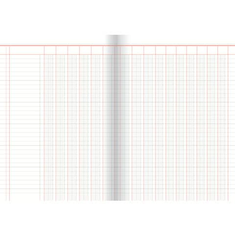 Spaltenbuch mit 16 Spalten, 60 Seiten, DIN A4, rot /grau liniert