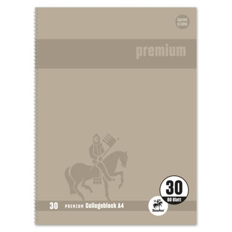 Collegeblock Premium LIN 30 - A4, 80 Blatt, 90 g/q m, grau, blanko
