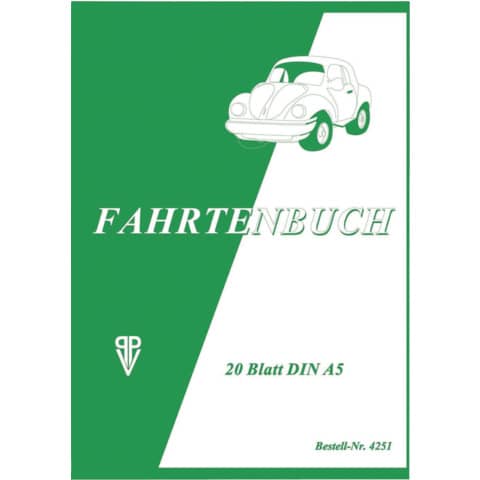 Fahrtenbuch für PKW - A5, 20 Seiten