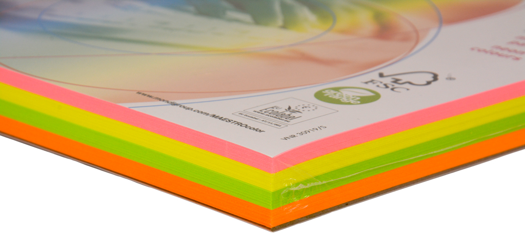 Kopierpapier A4, 80g, Neon sortiert Maestro Color f. Laser, Inkjet u. Kopierer