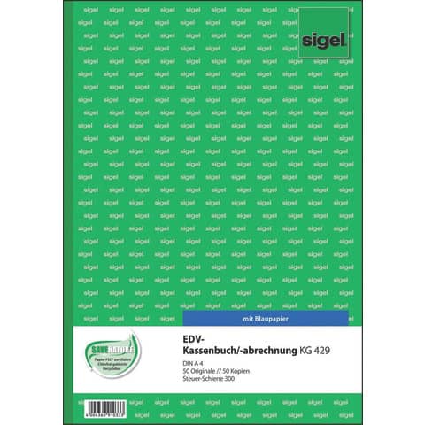 EDV-Kassenbuch Steuerschiene 300 - A4, 1. und 2. B latt bedruckt, 2 x 50 Blatt